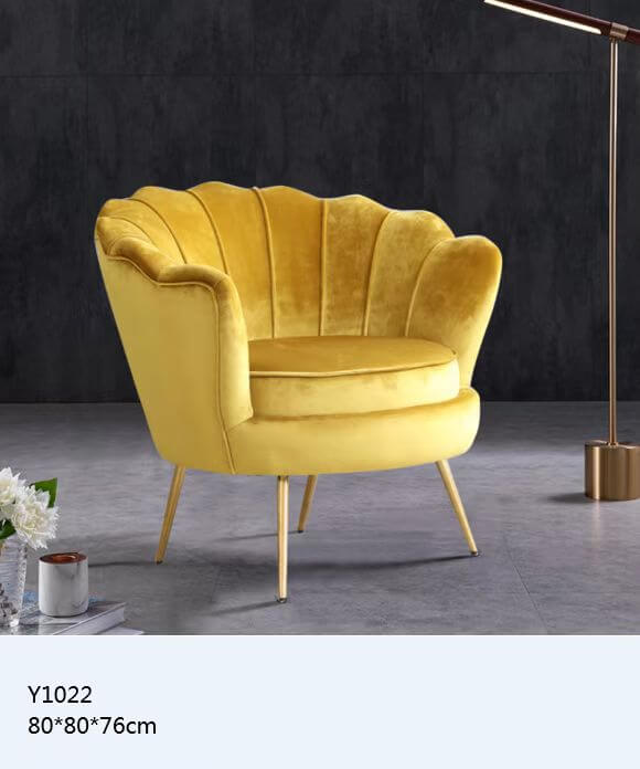 [CHAISE-Y1022] FAUTEUIL DE CHAMBRE  80*80*76  JAUNE REF  1428