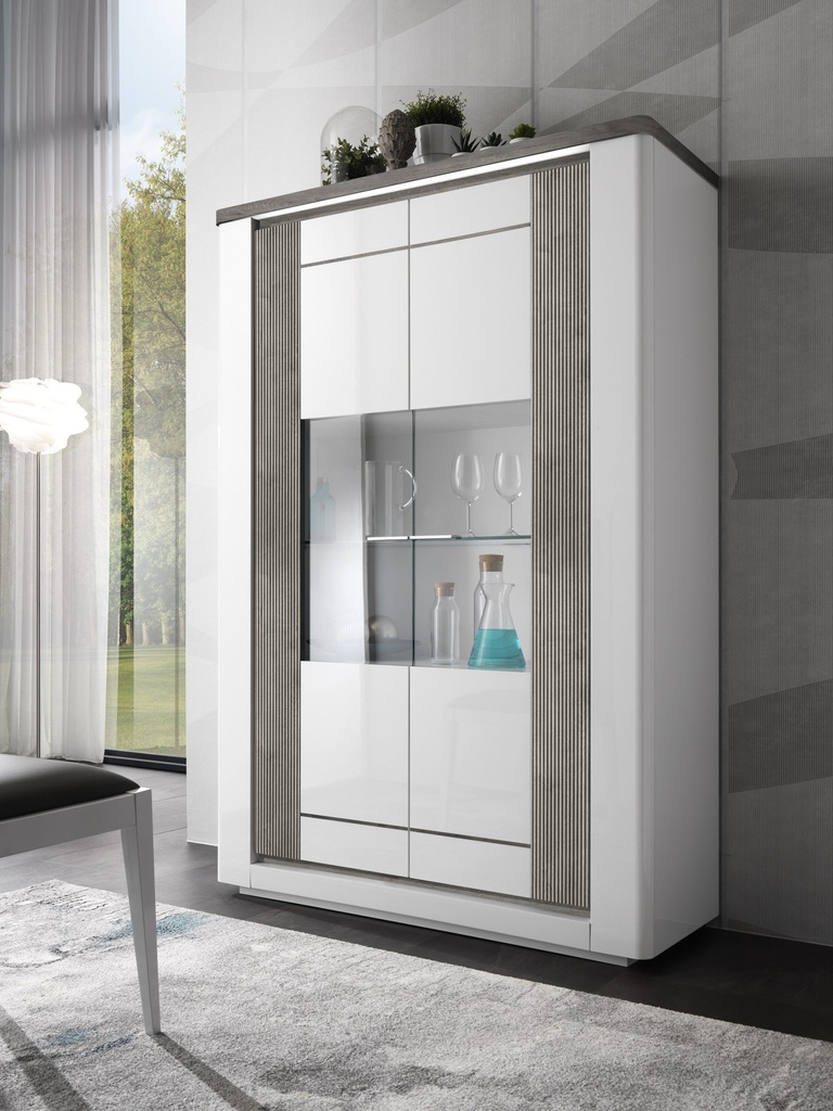 [BELLARIA-VIT-2P] BELLARIA VITRINE 2P GRIS/BLANC
